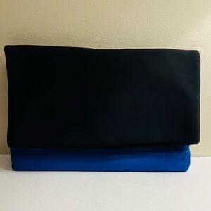 Street Level, Over-Size Convertible Clutch Purse. Black/Cobalt Blue